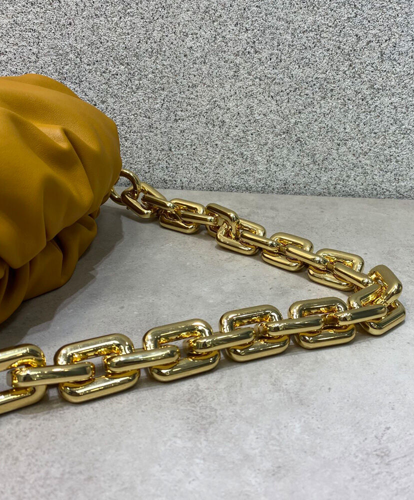 Bottega Veneta The Chain Pouch Clutch Leather Yellow